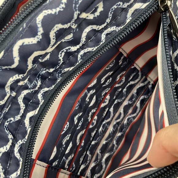 Lug Carousel Waves Navy Crossbody Belt Bag Nautical Quilted Travel RFID - Picture 11 of 15